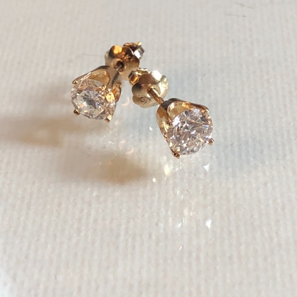 14k gold diamond stud earrings, 1.10ct